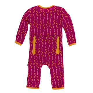 KicKee Pants Print Coverall with Snaps - Rhododendron Worms