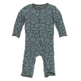 KicKee Pants Print Coverall with Snaps - Sea Rolled Rocks