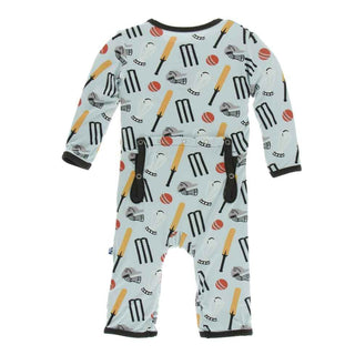 KicKee Pants Print Coverall with Snaps - Spring Sky Cricket