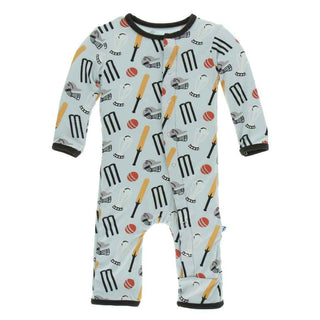 KicKee Pants Print Coverall with Snaps - Spring Sky Cricket