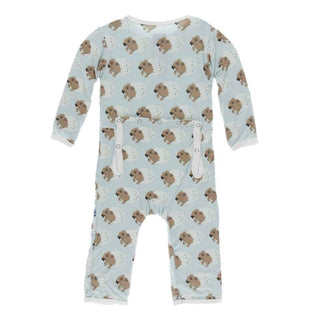KicKee Pants Print Coverall with Snaps - Spring Sky Diictodon
