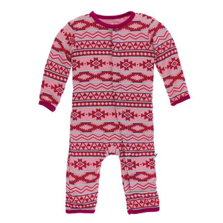 KicKee Pants Print Coverall with Snaps - Strawberry Mayan Pattern