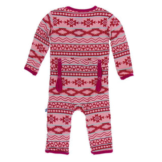 KicKee Pants Print Coverall with Snaps - Strawberry Mayan Pattern