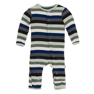 KicKee Pants Print Coverall with Snaps - Zoology Stripe