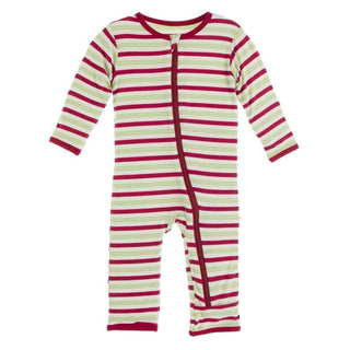 KicKee Pants Print Coverall with Zipper - 2020 Candy Cane Stripe