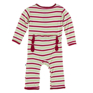 KicKee Pants Print Coverall with Zipper - 2020 Candy Cane Stripe