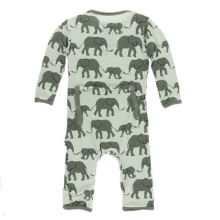 KicKee Pants Print Coverall with Zipper - Aloe Elephants