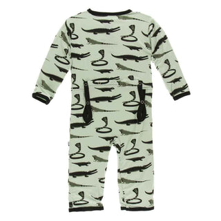KicKee Pants Print Coverall with Zipper - Aloe Reptiles