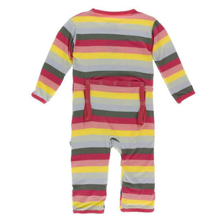 KicKee Pants Print Coverall with Zipper - Biology Stripe