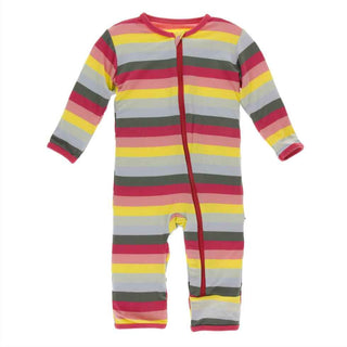 KicKee Pants Print Coverall with Zipper - Biology Stripe
