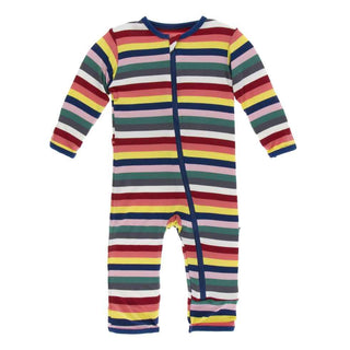 KicKee Pants Print Coverall with Zipper - Bright London Stripe