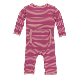 KicKee Pants Print Coverall with Zipper - Calypso Agriculture Stripe