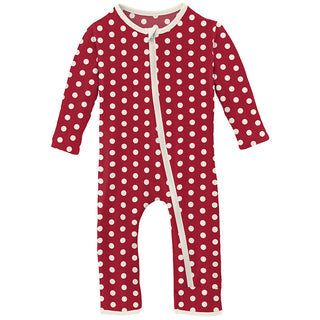 KicKee Pants Print Coverall with Zipper - Candy Apple Polka Dots