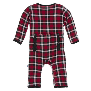 KicKee Pants Print Coverall with Zipper - Crimson 2020 Holiday Plaid