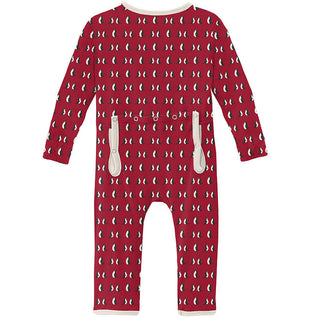 KicKee Pants Print Coverall with Zipper - Crimson Penguins