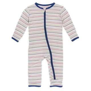 KicKee Pants Print Coverall with Zipper - Everyday Heroes Multi Stripe