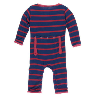 KicKee Pants Print Coverall with Zipper - Everyday Heroes Navy Stripe