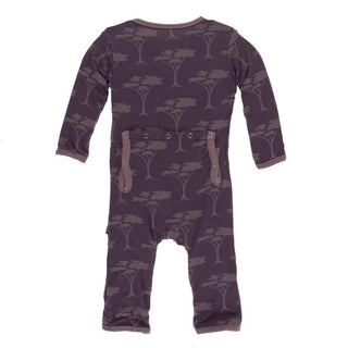 KicKee Pants Print Coverall with Zipper - Fig Acacia Trees