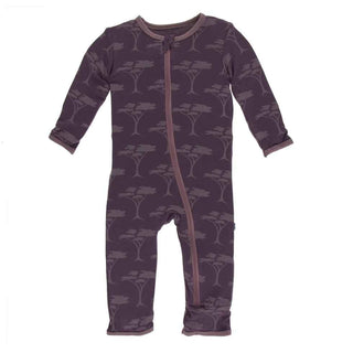 KicKee Pants Print Coverall with Zipper - Fig Acacia Trees