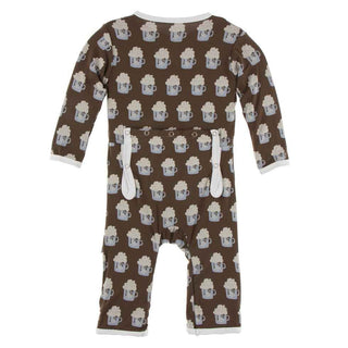 KicKee Pants Print Coverall with Zipper - Hot Cocoa
