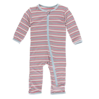 KicKee Pants Print Coverall with Zipper - India Dawn Stripe