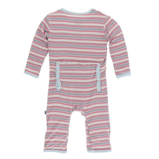 KicKee Pants Print Coverall with Zipper - India Dawn Stripe