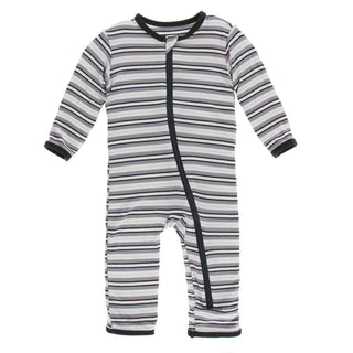 KicKee Pants Print Coverall with Zipper - India Pure Stripe