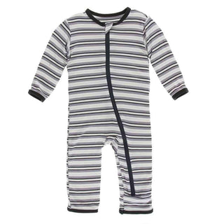 KicKee Pants Print Coverall with Zipper - India Pure Stripe