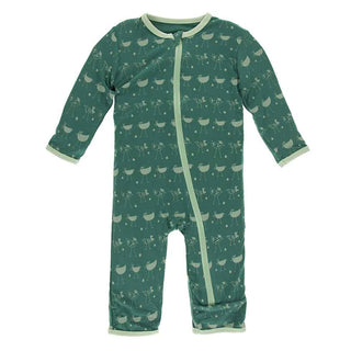 KicKee Pants Print Coverall with Zipper - Ivy Chickens
