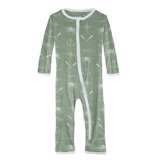 KicKee Pants Print Coverall with Zipper - Lily Pad Captain and Crew