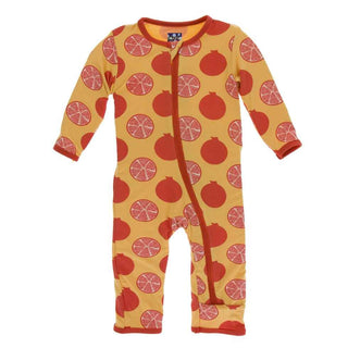 KicKee Pants Print Coverall with Zipper - Marigold Pomegranate