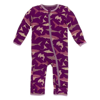 KicKee Pants Print Coverall with Zipper - Melody Sharks