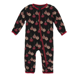 KicKee Pants Print Coverall with Zipper - Midnight Ornaments