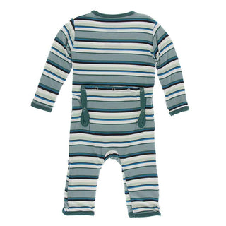 KicKee Pants Print Coverall with Zipper - Multi Agriculture Stripe