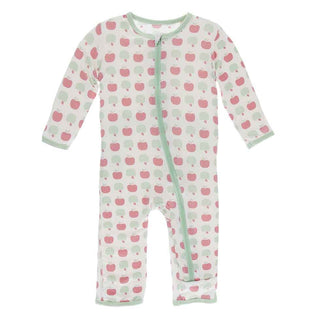 KicKee Pants Print Coverall with Zipper - Natural Apples