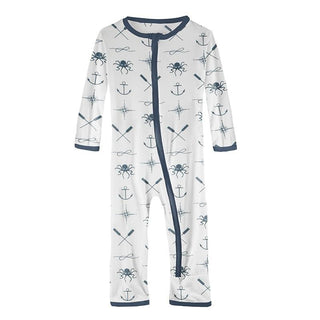 KicKee Pants Print Coverall with Zipper - Natural Captain and Crew