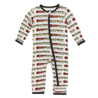 KicKee Pants Print Coverall with Zipper - Natural Indian Train