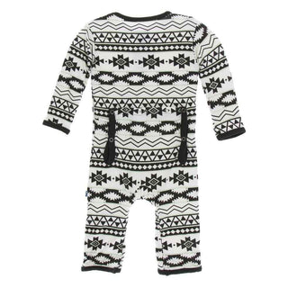 Print Bamboo Coverall with Zipper - Natural Mayan Pattern Baby & Toddler Sleepwear