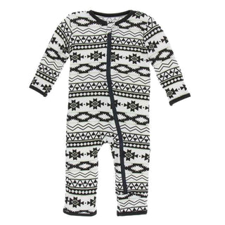 Print Bamboo Coverall with Zipper - Natural Mayan Pattern Baby & Toddler Sleepwear