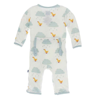 KicKee Pants Print Coverall with Zipper - Natural Puddle Duck
