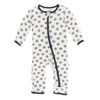 KicKee Pants Print Coverall with Zipper - Natural Star Anise