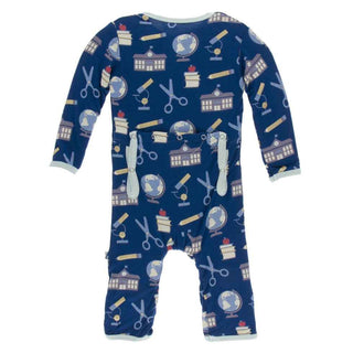 KicKee Pants Print Coverall with Zipper - Navy Education