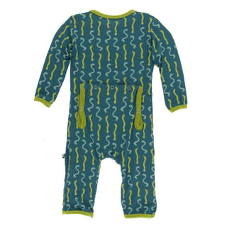 KicKee Pants Print Coverall with Zipper - Oasis Worms