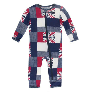 KicKee Pants Print Coverall with Zipper - Patchwork