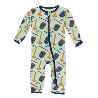 KicKee Pants Print Coverall with Zipper - Pistachio Indian Instruments