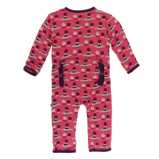 KicKee Pants Print Coverall with Zipper - Red Ginger Aliens with Flying Saucers