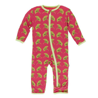 KicKee Pants Print Coverall with Zipper - Red Ginger Ginkgo