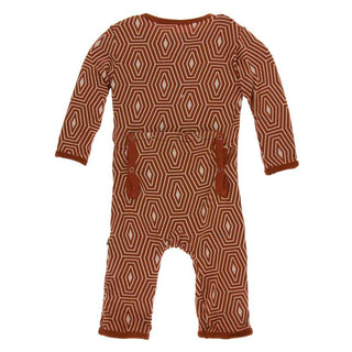 KicKee Pants Print Coverall with Zipper - Red Tea Tortoise Shell