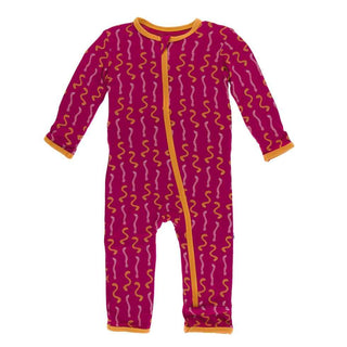 KicKee Pants Print Coverall with Zipper - Rhododendron Worms