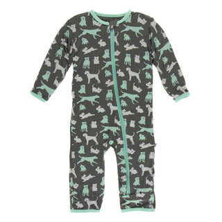 KicKee Pants Print Coverall with Zipper - Stone Domestic Animals